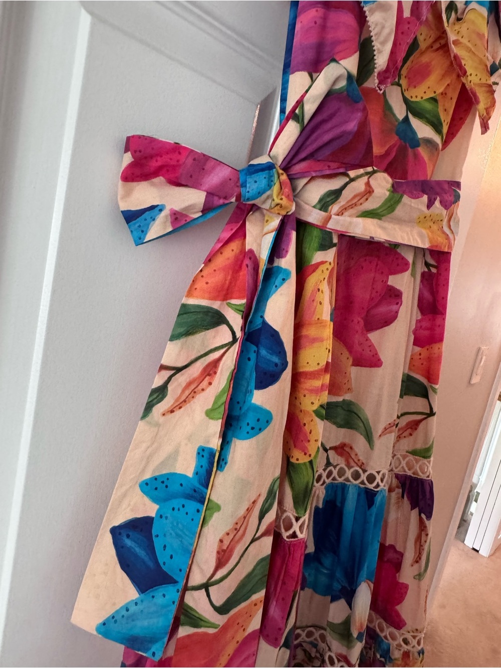 FARM Rio "Mary's Garden" Frilled Top Midi Dress. - Picture 5 of 16